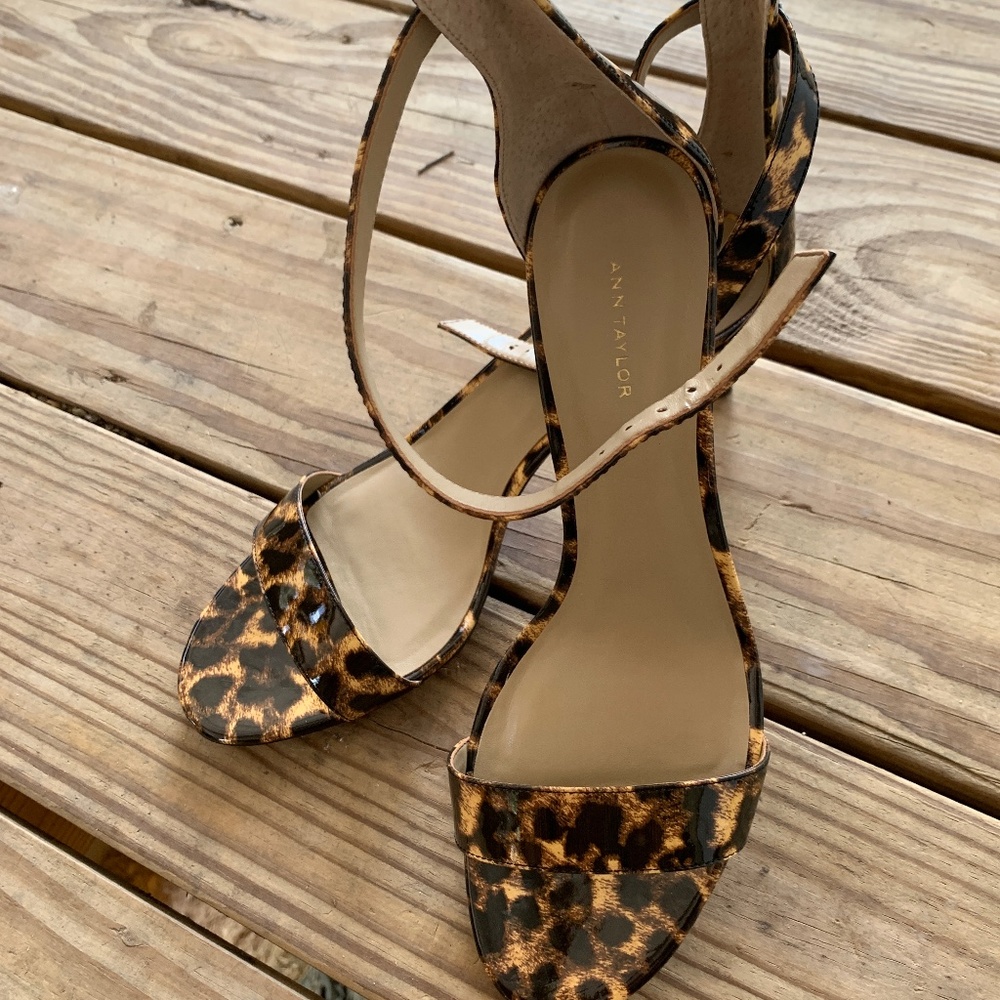 Leopard open toe heels